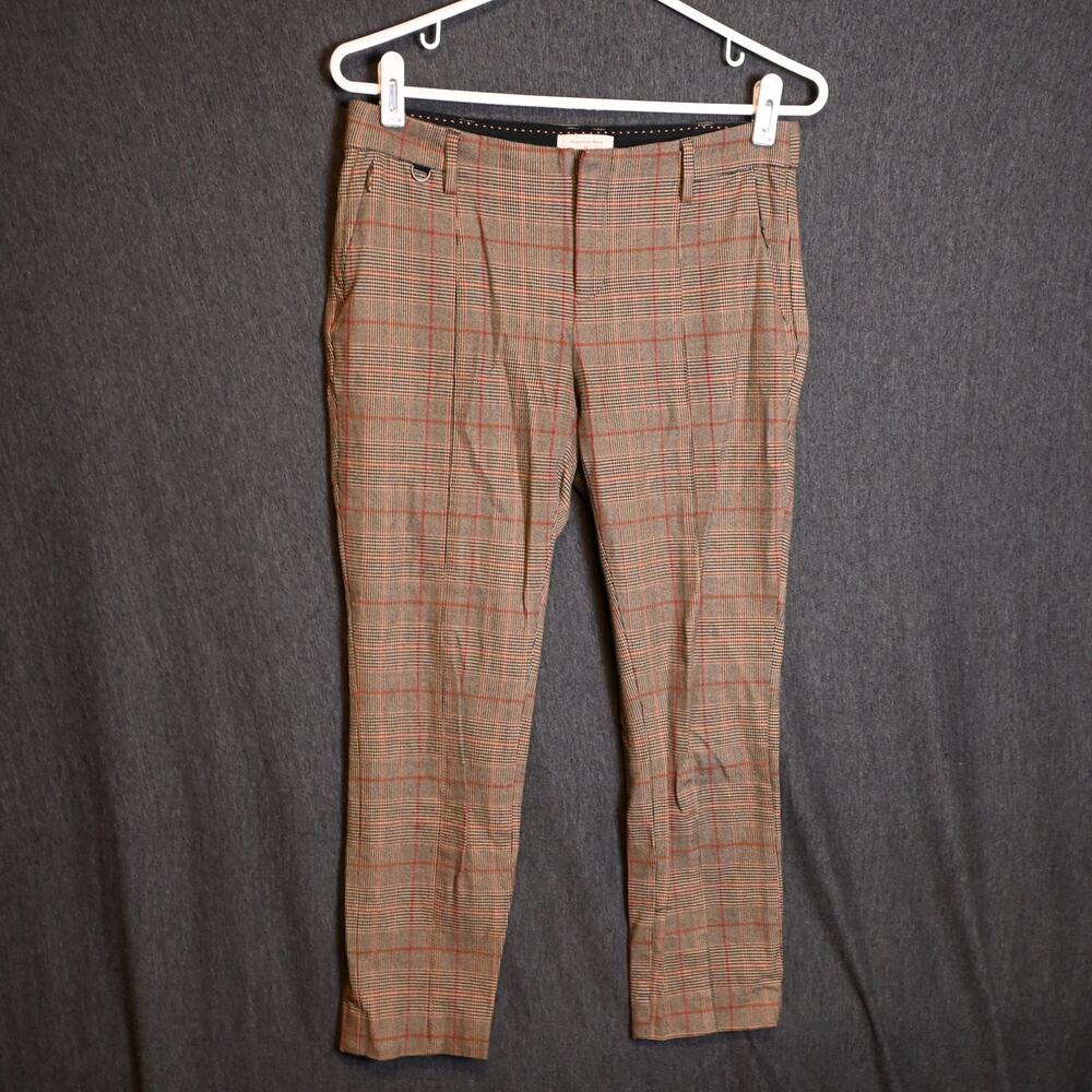 Anthropologie Women's 2 (29x24) Essential Slim Glen Plaid Trousers Pants